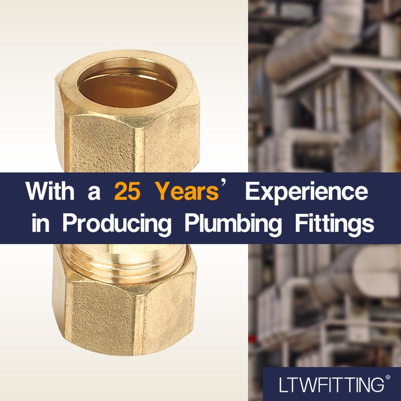 LTWFITTING 5/8-Inch OD Compression Union,Brass Compression Fitting(Pack of 5) - Image 5